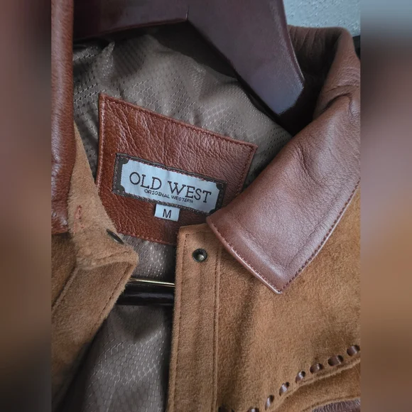 Vintage Old West Lambskin Leather Western Jacket Brown Medium - Picture 4 of 6